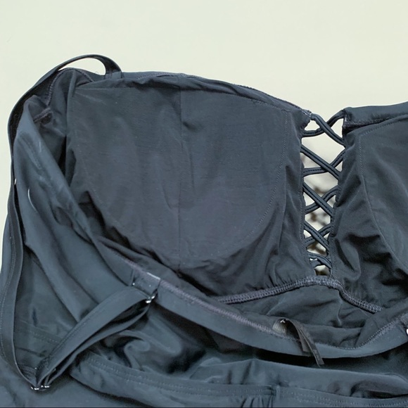 NWT! TORRID black lattice ruched one piece bathing suit, 5X. - Picture 6 of 9